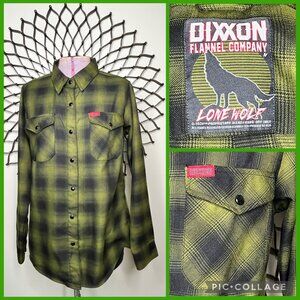 Dixxon Flannel Co. Women's Lone Wolf Long Sleeve Green/Black Flannel Shirt LRG